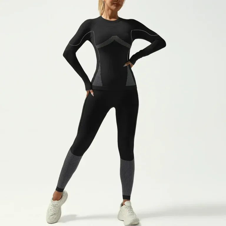 Women’s Black Thermal Base Layer Set